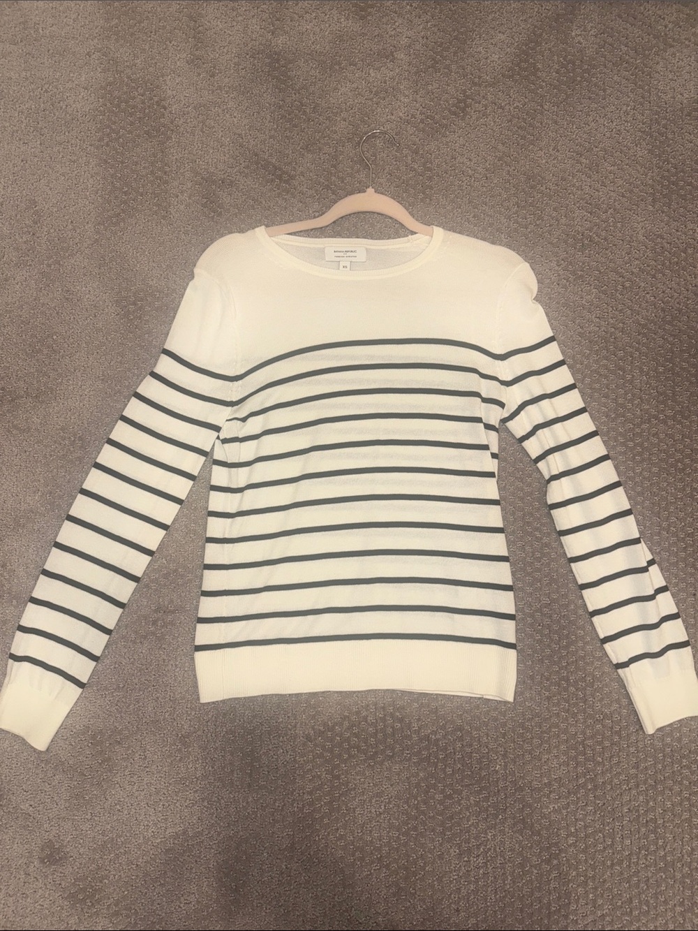 Banana Republic white and black Striped Crewneck Sweater